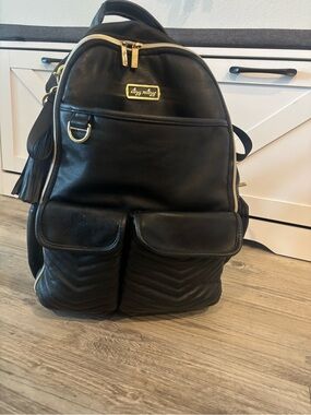 Itzy Ritzy Black Backpack with Gold Hardware